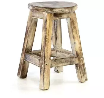 VCM Vintage Hocker geflammt, Holz, braun, 40cm (78596264-0)
