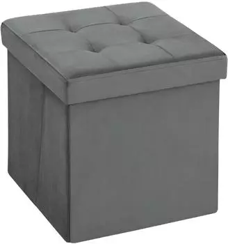 HomCom Sitzhocker mit Stauraum, klappbar, Samtoptik, grau (838-555V00GY)