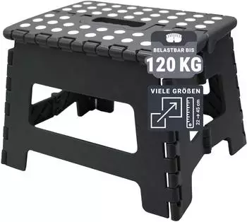 ZOLLNER Klapphocker faltbar, Kunststoff, schwarz/wei&szlig;, 29x22x22cm