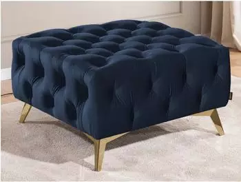 S-Style M&ouml;bel Chesterfield Whitby Polsterhocker marineblau, Samt, goldene F&uuml;&szlig;e (800001086780)