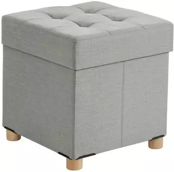 Relaxdays Sitzhocker mit Stauraum, Textil, grau, 38x38x38cm