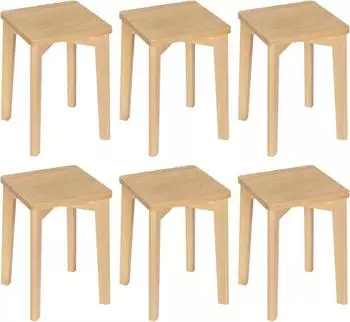 Woltu Esszimmerstuhl ohne Lehne, stapelbar, Massivholz, 6er-Set (BH344ei-6)