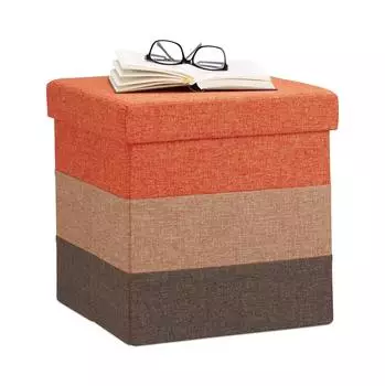 Relaxdays Gepolsterter Hocker mit bunten Streifen, 38x38x38cm (10022866_491)