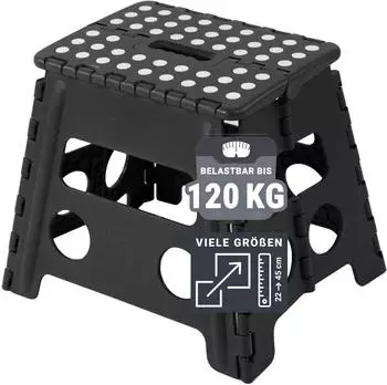 ZOLLNER Klapphocker faltbar, Kunststoff, schwarz/wei&szlig;, bis 120kg