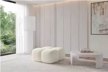ALTDECOR Miko-Puf Pouf Boucl&eacute;, sandfarben, 90x43x90cm (800001941156)