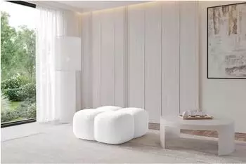ALTDECOR Miko-Puf modularer Sitzhocker Boucl&eacute; wei&szlig; 90x90x45cm (800001941176)