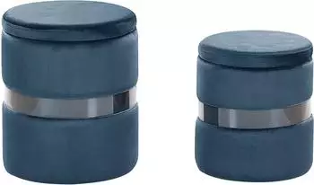 Beliani DORIS Pouf mit Stauraum 2er-Set, Samt, blau (216078)