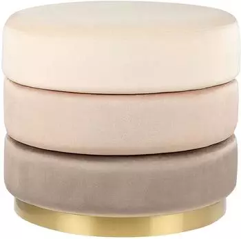 Beliani Louin Pouf rund, Samt, beige, Goldrand (411883)