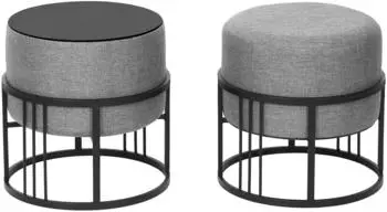 en.casa Tas Sitzhocker 2er-Set, stapelbar, 2-in-1, hellgrau (38x38cm)