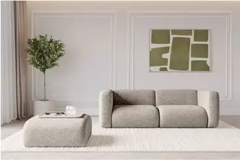 ALTDECOR MIRA-PUF Pouf Sitzhocker, Velours, beige, 91x89x40cm