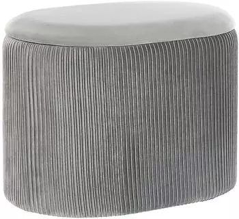 Beliani RICHLAND Pouf mit Stauraum, Samt, hellgrau, oval (RICHLAND)