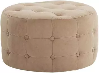 Beliani Tampa Pouf rund, Samt, sandbeige (Tampa)