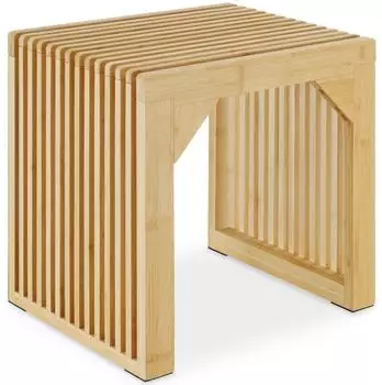 TecTake Ribb Sitzhocker Lamellenoptik, Bambus, 350kg (45x43cm)