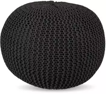 Relaxdays Strickpouf, rund, 33x46cm, dunkelgrau (10051822_709)