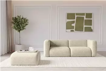 ALTDECOR Mira-Puf modularer Sitzhocker Velours creme 91x89x40cm (800002005265)