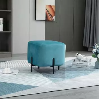 HomCom Fu&szlig;hocker gepolstert, Polyester, t&uuml;rkis