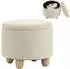 HomCom Runder Sitzhocker mit Stauraum, Leinenoptik, beige (838-633V00BG)