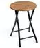 Spetebo Klapphocker rund, Metall, schwarz, dunkle Holzoptik, 47x30cm (5074)
