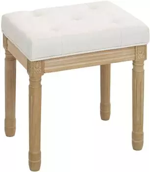 HomCom Sitzhocker Leinen, gepolstert, Holzbeine, beige (838-601V00BG)