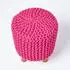 Homescapes Strick-Hocker mit Holzbeinen, Baumwolle, pink, rund, 32x42x32cm