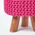 Homescapes Strick-Hocker mit Holzbeinen, Baumwolle, pink, rund, 32x42x32cm