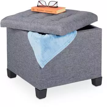 Relaxdays Sitzhocker mit Stauraum 40l, grau, 45x42x45cm