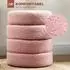 HomCom Runder Polsterhocker Teddysamt-Optik, rosa, Ø40x45cm