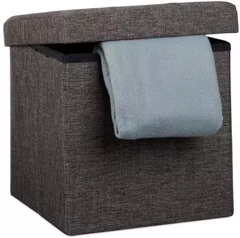 Relaxdays Sitzhocker faltbar, Stauraum 40L, braun