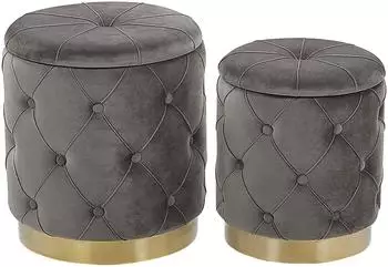 Beliani PUEBLO Pouf mit Stauraum, Samt, grau, 2er-Set