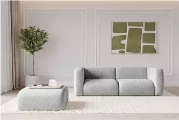 ALTDECOR Mira-Puf modularer Sitzhocker Velours grau 91x40x89cm (800002005264)