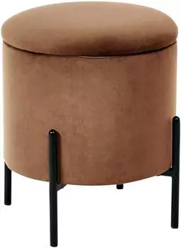 Beliani Wenona runder Pouf mit Stauraum, Samtbezug, dunkelbraun (Wenona)
