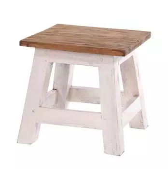 DESIGN DELIGHTS Hocker Palo Mahagoni Recyclingholz, wei&szlig;-natur (27,5x26x26cm)