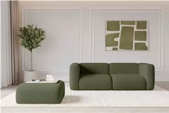 ALTDECOR Mira-Puf modularer Sitzhocker Bouclé olivgrün 91x40x89cm (800002005274)