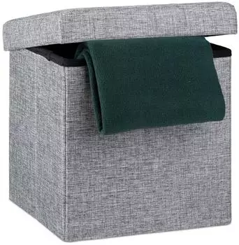Relaxdays Sitzhocker faltbar, Stauraum 40L, grau