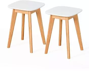 Relaxdays Sitzhocker Bambus, 2er Set (33x45,5x33cm)