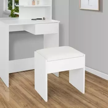 ECD Germany Sitzhocker gepolstert, wei&szlig;, Kunstleder (490000626)