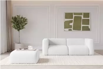 ALTDECOR Mira-Puf Pouf Bouclé, weiß, 91x40x89cm (800002005275)