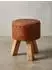 KADIMA DESIGN Sitzhocker Turnbock-Design, Echtleder/Massivholz, rund, braun, 35x46x35cm