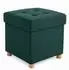 Relaxdays Sitzhocker mit Stauraum, Leinenoptik, 38x38x38cm, petrol