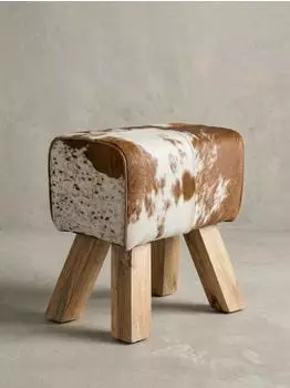 KADIMA DESIGN Sitzhocker Turnbock-Design Ziegenfell braun/wei&szlig; 40x30x47cm