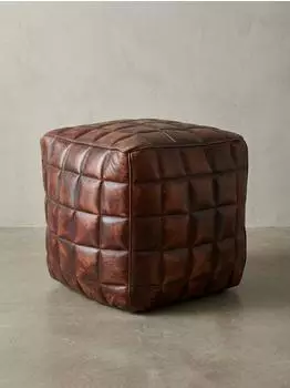 KADIMA DESIGN Sitzw&uuml;rfel Echtleder, orientalisch, braun, 39x41x39cm