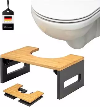 eluno Toilettenhocker aus Bambus, faltbar, grau (43.5x18.5x28cm)