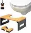 eluno Toilettenhocker aus Bambus, faltbar, grau (43.5x18.5x28cm)
