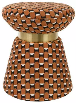 Zuiver Hocker Pin mit braunem Muster, goldener Rand, MDF-Gestell