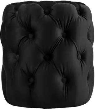 CLP Hocker Drancy Samt, schwarz, Chesterfield-Stil (326709 CLP)