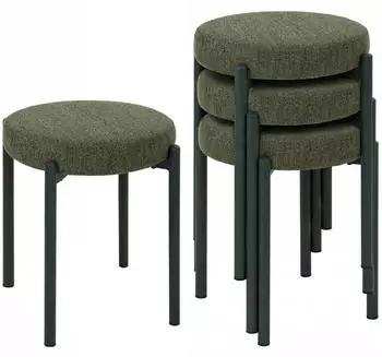 HomCom Esszimmerhocker 4er-Set, stapelbar, Leinenoptik, dunkelgrün (45x47,5x45cm)