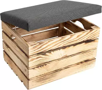 Creative Deco Sitzhocker gepolstert mit Stauraum, geflammt, 50x40x35cm (JAN-CD-KUFER-OPALANY-TAP-CSZ-50x40x35)