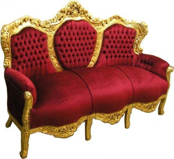 Casa-Padrino Barock Sofa Garnitur King Bordeaux/Gold