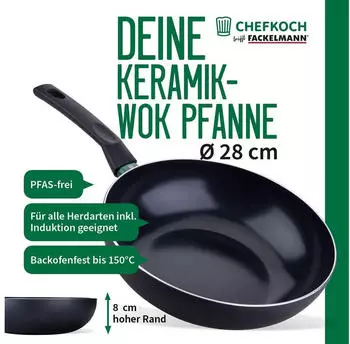 Fackelmann Bielefeld Wokpfanne Keramik Antihaft &Oslash;28cm, Induktion (23366)