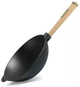 Brizoll Wokpfanne Gusseisen Ø26cm 2,8L Holzgriff Induktion (BZ - W26H)